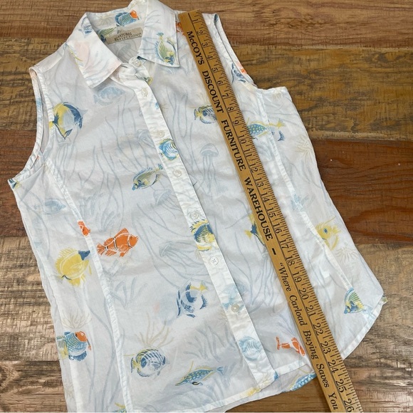 Natural Reflections Women’s Medium Sleeveless Tank fish cotton sheer - Picture 6 of 10